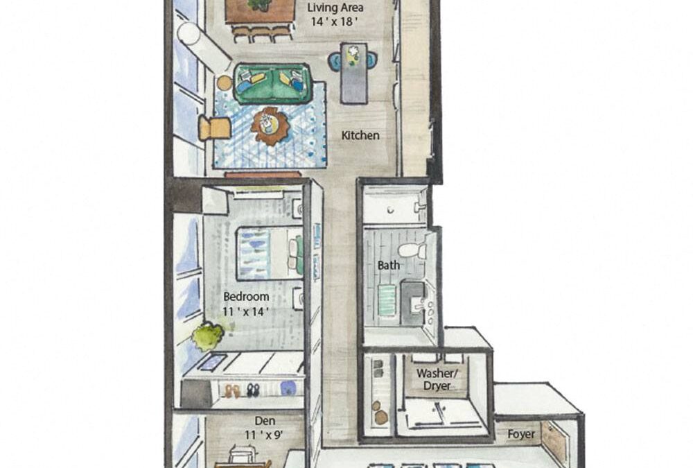(A14) One Bedroom w/ Den Apartment